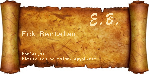 Eck Bertalan névjegykártya